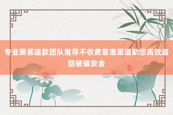 专业黑客追款团队推荐不收费靠谱渠道助您高效追回被骗资金